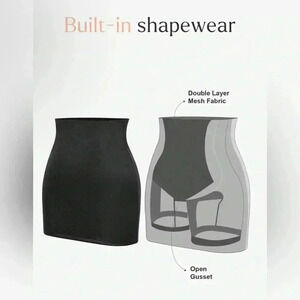 POPILUSH Shapewear Faux Leather Mini Skirt